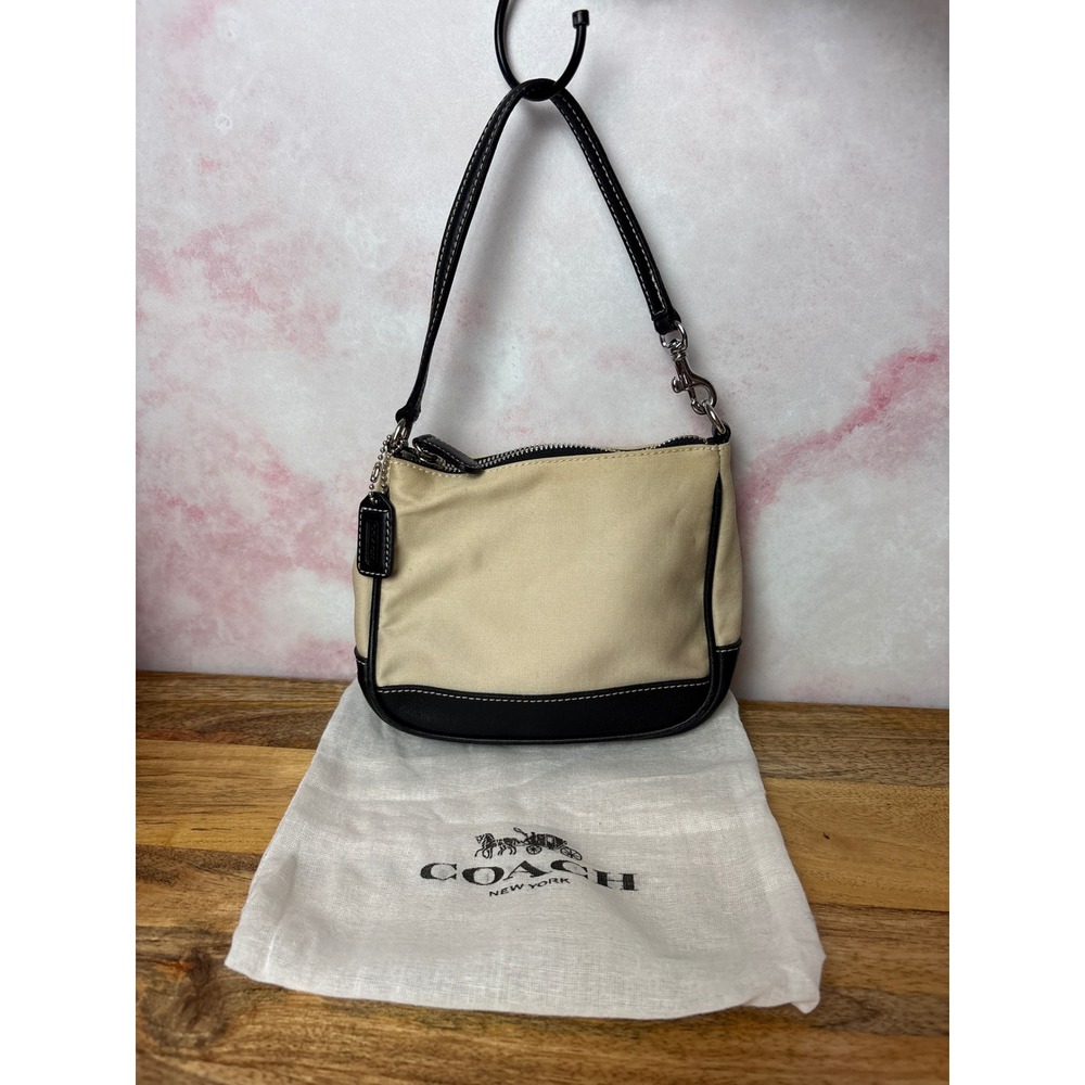 Coach Y2K Mini Hamptons Demi Pouch Bag Vintage w/ Dust Bag Contrast Stitching